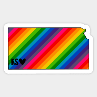 USA States: Kansas (rainbow) Sticker